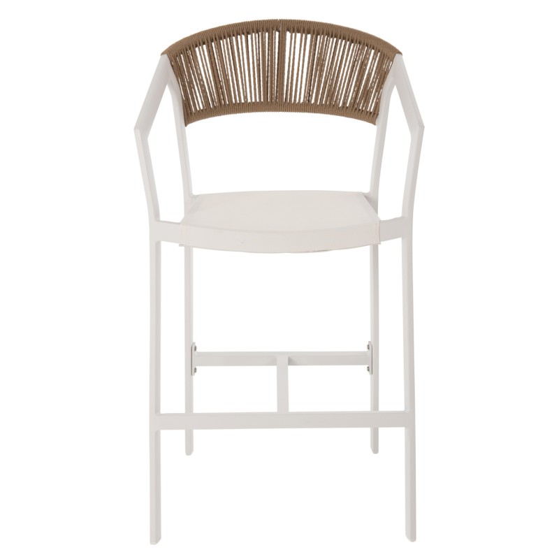 ΣΚΑΜΠΟ ΑΛΟΥΜΙΝΙΟΥ HM5892.12 ΜΕΣΑΙΟΥ ΥΨΟΥΣ RATTAN & TEXTLINE ΛΕΥΚΟ ΜΠΕΖ 55x56,5x99Y