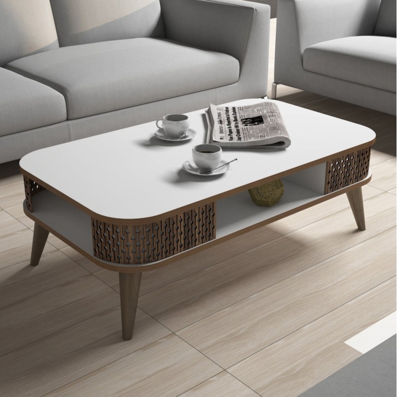 ΤΡΑΠΕΖΙ ΣΑΛΟΝΙΟΥ ΜΕΛΑΜΙΝΗΣ HM9501.03 ΣΕ ΛΕΥΚΟ ΚΑΙ ΚΑΡΥΔΙ ΧΡΩΜΑ 105x60x34.6Υ εκ.