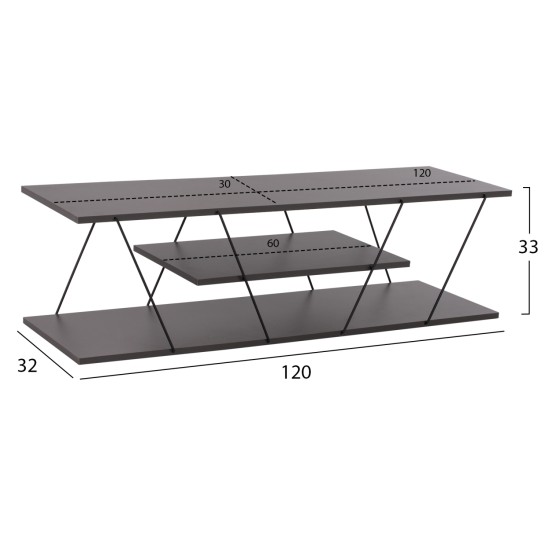 ΕΠΙΠΛΟ ΤΗΛΕΟΡΑΣΗΣ TARS HM8922.20 ΜΕΛΑΜΙΝΗ ΓΚΡΙ 120x32x33Yεκ. ΕΠΙΠΛΟ ΤΗΛΕΟΡΑΣΗΣ TARS HM8922.20 ΜΕΛΑΜΙΝΗ ΓΚΡΙ 120x32x33Yεκ.