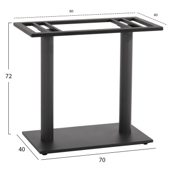 ΒΑΣΗ ΤΡΑΠΕΖΙΟΥ ΜΕΤΑΛΛΙΚΗ ΔΙΠΛΗ ΓΚΡΙ ΜΑΤ ΜΕ ΡΕΓΟΥΛΑΤΟΡΟΥΣ HM435.20 80Χ40Χ72Υεκ.