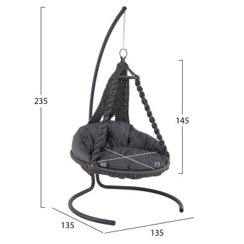 ΚΡΕΜΑΣΤΗ ΦΩΛΙΑ AUGUST ΜΑΚΡΑΜΕ-ΜΕΤΑΛΛΟ ΑΝΘΡΑΚΙ HM5922.10 123x113x145Υεκ.