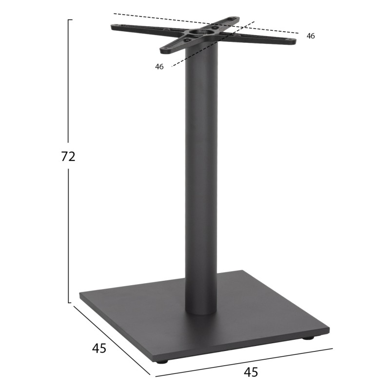 ΒΑΣΗ ΤΡΑΠΕΖΙΟΥ ΜΕΤΑΛΛΙΚΗ ΓΚΡΙ ΜΑΤ 46Χ46Χ72Yεκ. ΜΕ ΣΤΑΥΡΟ 46Χ46 ΚΑΙ ΡΕΓΟΥΛΑΤΟΡΟΥΣ HM438.20