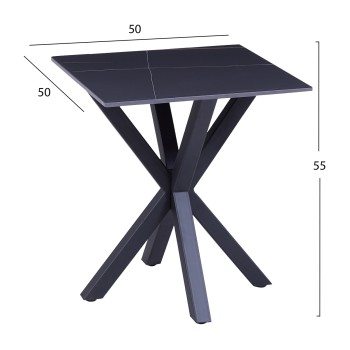 ΒΟΗΘΗΤΙΚΟ ΤΡΑΠΕΖΑΚΙ ΣΑΛΟΝΙΟΥ HM9471.04 BLACK MARBLE TOP-ΜΑΥΡΗ ΜΕΤΑΛ.ΒΑΣΗ 50x50x55Υεκ.