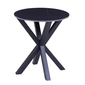 ΒΟΗΘΗΤΙΚΟ ΤΡΑΠΕΖΑΚΙ ΣΤΡΟΓΓΥΛΟ HM9473.04 BLACK MARBLE ΕΠΙΦΑΝΕΙΑ ΜΑΥΡΗ ΒΑΣΗ Φ50x55Yεκ.