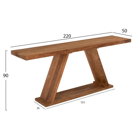 ΚΟΝΣΟΛΑ ΑΠΟ ΞΥΛΟ ΤΕΑΚ ΦΥΣΙΚΟ ΧΡΩΜΑ HM9555 220x50x90Υεκ. ΚΟΝΣΟΛΑ ΑΠΟ ΞΥΛΟ ΤΕΑΚ ΦΥΣΙΚΟ ΧΡΩΜΑ HM9555 220x50x90Υεκ.