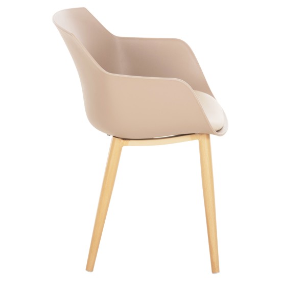ΚΑΡΕΚΛΑ ΤΡΑΠΕΖΑΡΙΑΣ LUCIE HM8242.11 CAPUCCINO PP-ΜΕΤΑΛ. ΠΟΔΙΑ ΟΨΗ ΞΥΛΟΥ 56x55,5x80Υεκ