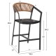 ΣΚΑΜΠΟ ΑΛΟΥΜΙΝΙΟΥ HM5892.15 ΜΕΣΑΙΟΥ ΥΨΟΥΣ RATTAN & TEXTLINE ΜΑΥΡΟ ΜΠΕΖ 55x56,5x99Υ