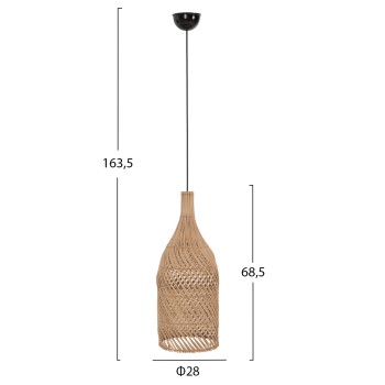 ΦΩΤΙΣΤΙΚΟ ΟΡΟΦΗΣ CARBOY HM7884 ΚΡΕΜΑΣΤΟ ΑΠΟ RATTAN ΣΕ ΦΥΣΙΚΟ ΧΡΩΜΑ Φ28x163,5Yεκ.