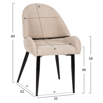 ΚΑΡΕΚΛΑ SARKY HM8585.02 ΥΦΑΣΜΑ ΜΠΟΥΚΛΕ ΕΚΡΟΥ ΜΕ ΜΕΤΑΛΛΙΚΑ ΠΟΔΙΑ 56x64x88Yεκ.