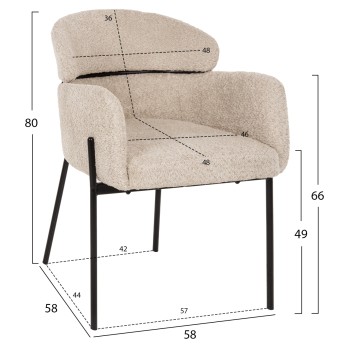 ΠΟΛΥΘΡΟΝΑ WOLF HM8583.02 ΕΚΡΟΥ ΥΦΑΣΜΑ ΜΠΟΥΚΛΕ ΜΕ ΜΕΤΑΛΛΙΚΑ ΠΟΔΙΑ 56x62x80Yεκ.