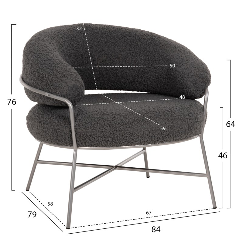 ΠΟΛΥΘΡΟΝΑ TRUDI HM8639.21 ΑΠΟ ΜΠΟΥΚΛΕ ΓΚΡΙ ΜΕ ΑΣΗΜΙ ΜΕΤΑΛΛΙΚΟ ΣΚΕΛΕΤΟ 84x79x76Υ εκ.