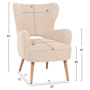 ΜΠΕΡΖΕΡΑ ΠΟΛΥΘΡΟΝΑ MYLIE ΛΕΥΚΟ ΜΠΟΥΚΛΕ HM8394.23 66x76x90Υ εκ.