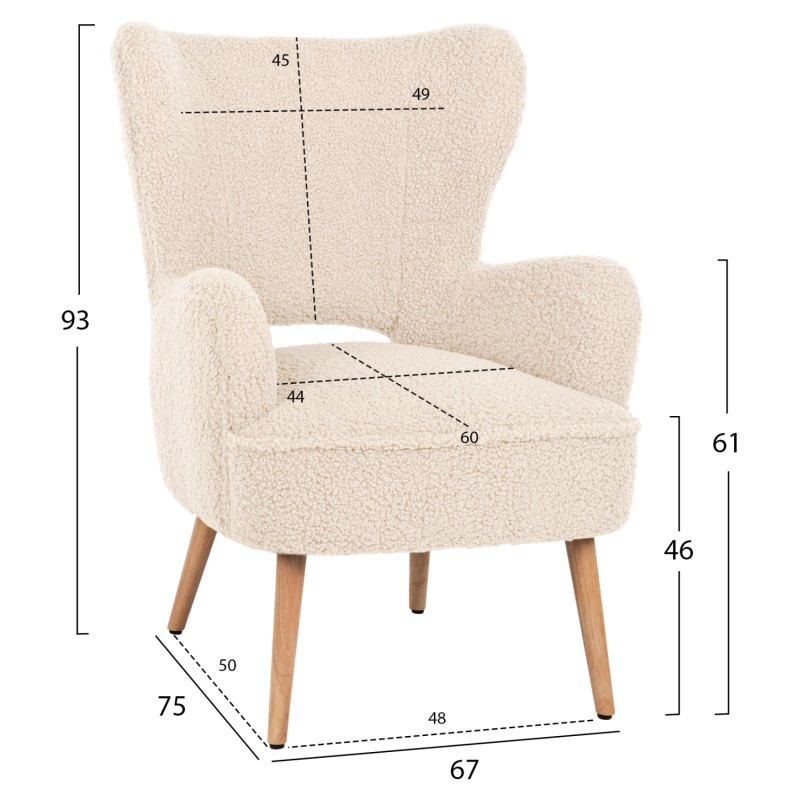 ΜΠΕΡΖΕΡΑ ΠΟΛΥΘΡΟΝΑ MYLIE ΜΠΟΥΚΛΕ ΥΦΑΣΜΑ ΕΚΡΟΥ HM8394.20 66x76x90Υ εκ.