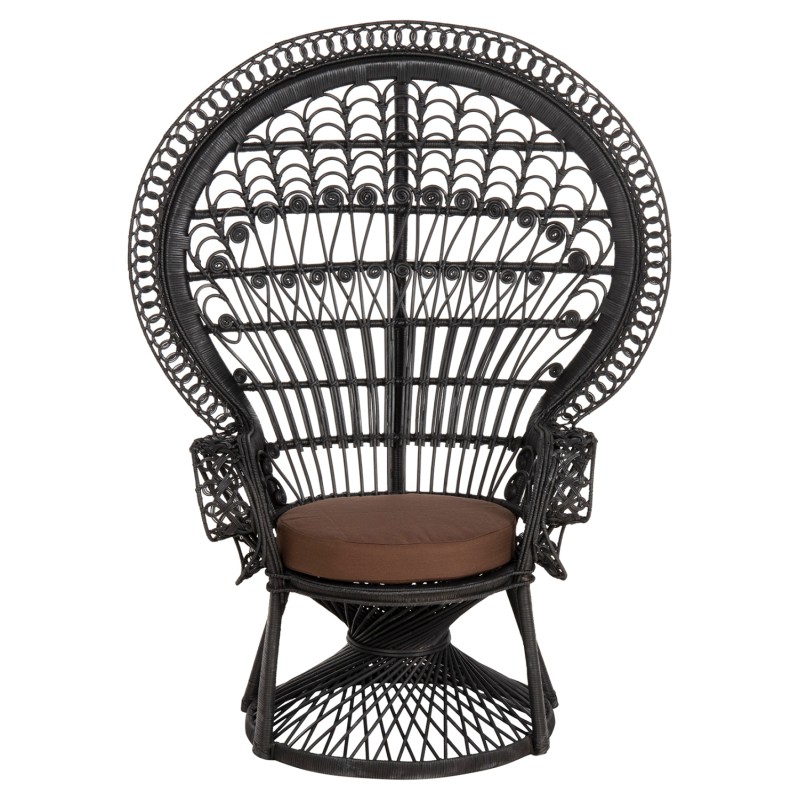 ΠΟΛΥΘΡΟΝΑ ROYAL PEACOCK HM9342.03 RATTAN ΜΑΥΡΟ-ΜΑΞΙΛΑΡΙ ΜΑΥΡΟ 114x72x150Yεκ.