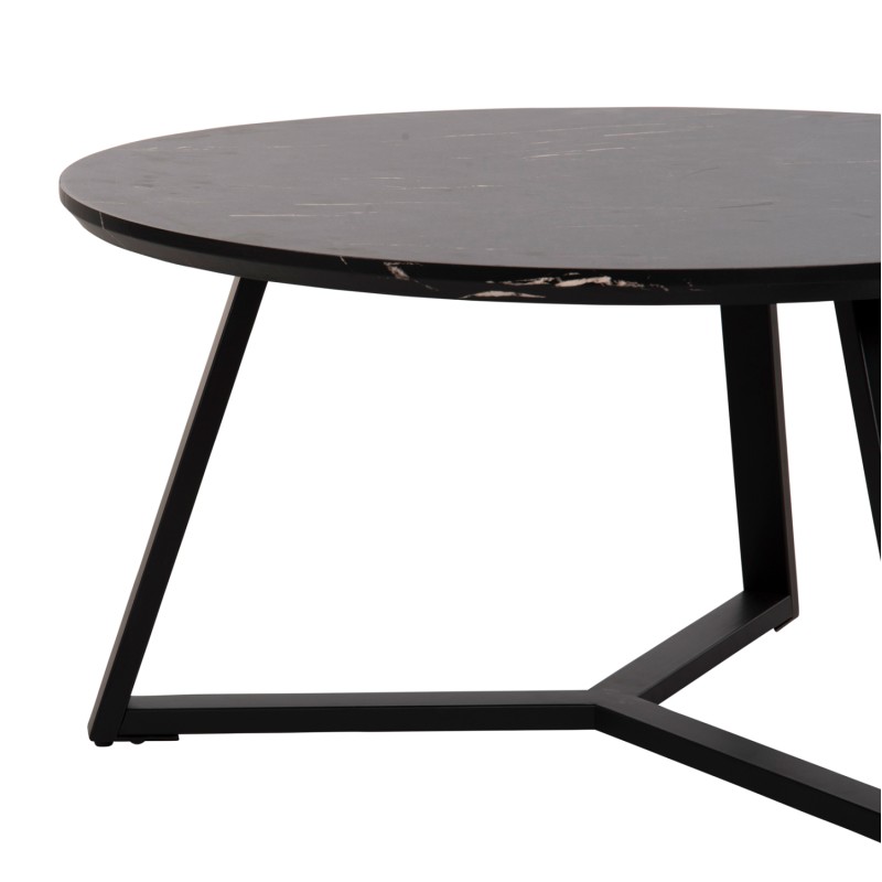 ΤΡΑΠΕΖΙ ΣΑΛΟΝΙΟΥ ΣΤΡΟΓΓΥΛΟ ROCKET HM9586.01 MDF ΜΑΥΡΟ ΜΑΡΜΑΡΟ-ΜΑΥΡΗ ΣΑΓΡΕ ΒΑΣΗ Φ80x42Υεκ.