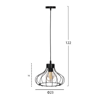 ΦΩΤΙΣΤΙΚΟ ΟΡΟΦΗΣ ΚΡΕΜΑΣΤΟ HM4114 ΜΑΥΡΟ ΜΕΤΑΛΛΙΚΟ ΣΦΑΙΡΙΚΟ ΚΑΠΕΛΟ Φ23x122Yεκ.