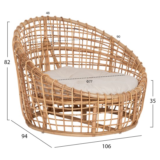 ΠΟΛΥΘΡΟΝΑ ENTO HM9814 RATTAN ΣΕ ΦΥΣΙΚΟ-ΛΕΥΚΟ ΜΑΞΙΛΑΡΙ 106x94x82Yεκ. ΠΟΛΥΘΡΟΝΑ ENTO HM9814 RATTAN ΣΕ ΦΥΣΙΚΟ-ΜΠΕΖ ΜΑΞΙΛΑΡΙ 85x75x67Yεκ.