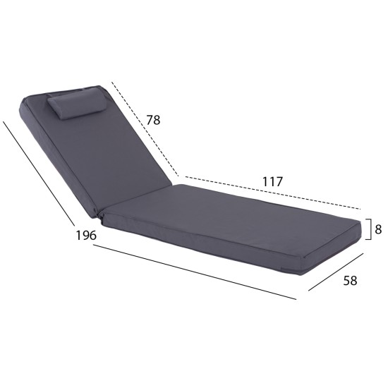 ΜΑΞΙΛΑΡΙ ΞΑΠΛΩΣΤΡΑΣ TEXTILENE 600gr SIFNOS ΓΚΡΙ HM11236.30T 196(117+1+78)x58x9εκ. ΜΑΞΙΛΑΡΙ ΞΑΠΛΩΣΤΡΑΣ TEXTILENE 600gr SIFNOS ΓΚΡΙ HM11236.30T 196(117+1+78)x58x9εκ.