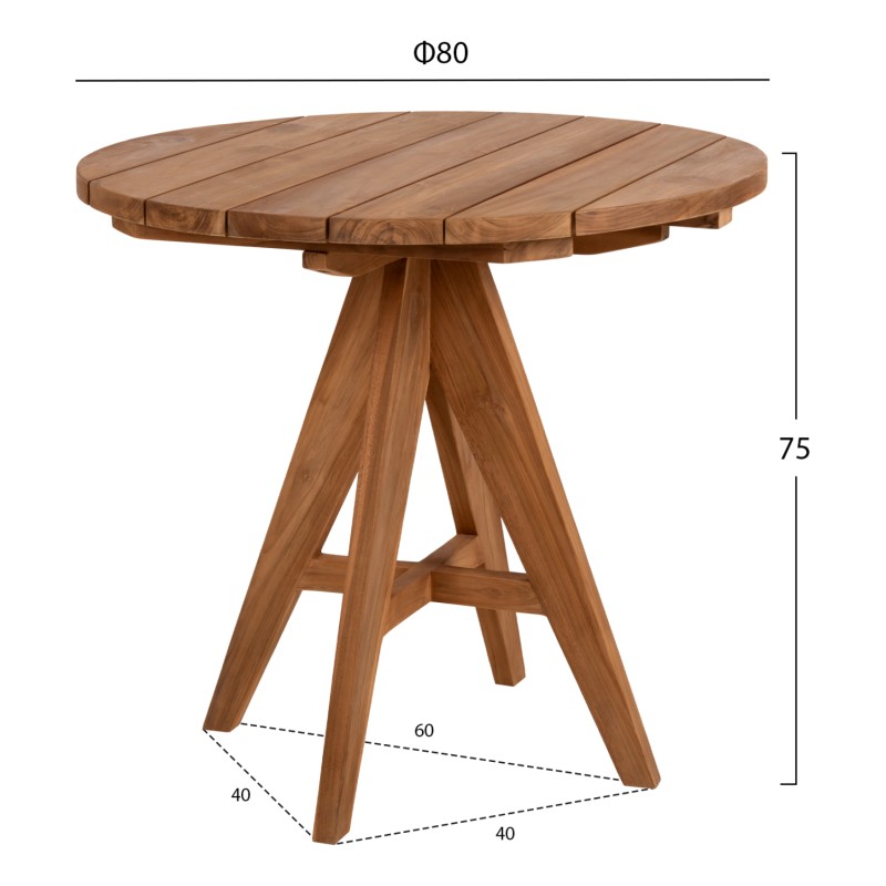 ΤΡΑΠΕΖΙ LEO ΣΤΡΟΓΓΥΛΟ ΜΑΣΙΦ ΞΥΛΟ ΤΕΑΚ Φ80x75Υεκ.HM9623