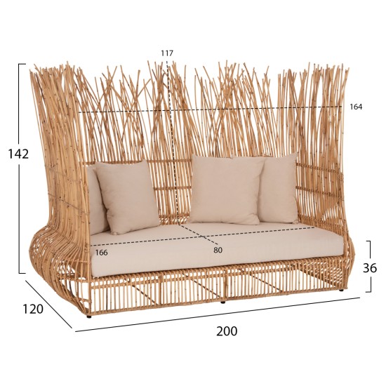 ΚΑΝΑΠΕΣ ΕΞ. ΧΩΡΟΥ ZEPHYR HM5988 ΚΑΛΑΜΙΑ RATTAN ΦΥΣΙΚΟ-ΜΠΕΖ ΜΑΞΙΛΑΡΙΑ 200x120x142Yεκ. ΚΑΝΑΠΕΣ ΕΞ. ΧΩΡΟΥ ZEPHYR HM5988 ΚΑΛΑΜΙΑ RATTAN ΦΥΣΙΚΟ-ΜΠΕΖ ΜΑΞΙΛΑΡΙΑ 200x120x142Yεκ.