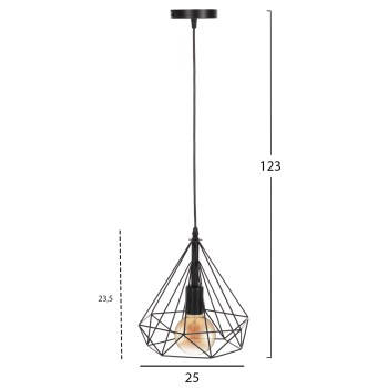 ΦΩΤΙΣΤΙΚΟ ΟΡΟΦΗΣ ΚΡΕΜΑΣΤΟ HM4063 ΜΑΥΡΟ ΜΕΤΑΛΛΙΚΟ ΚΑΠΕΛΟ 25x22x123Υεκ.