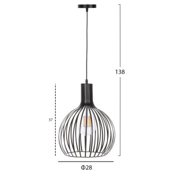 ΦΩΤΙΣΤΙΚΟ ΟΡΟΦΗΣ ΚΡΕΜΑΣΤΟ HM4164 ΜΑΥΡΟ ΜΕΤΑΛΛΙΚΟ ΚΑΠΕΛΟ Φ28x138Υεκ.