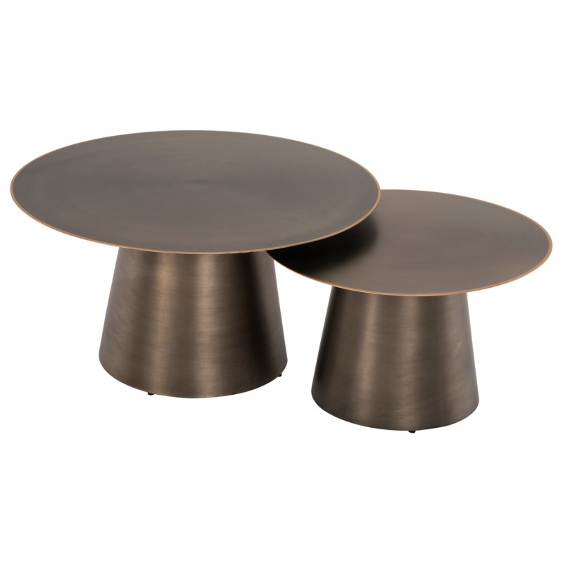 ΤΡΑΠΕΖIA ΣΑΛΟΝΙΟΥ 2ΤΜΧ NICKELY HM9667 ΜΕΤΑΛΛΟ ΣΕ ΑΣΗΜΙ ΜΑΤ Φ80x41Υ & Φ60x36Υ εκ.