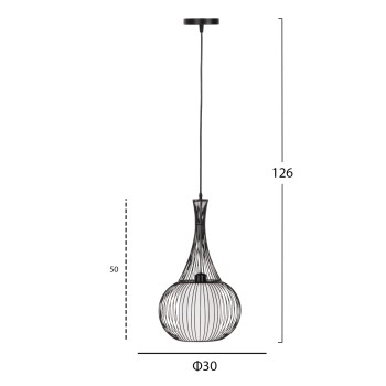 ΦΩΤΙΣΤΙΚΟ ΟΡΟΦΗΣ ΚΡΕΜΑΣΤΟ HM4132 ΜΑΥΡΟ ΜΕΤΑΛΛΙΚΟ Φ30x50Υεκ.