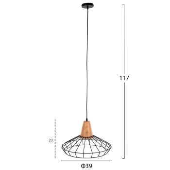 ΦΩΤΙΣΤΙΚΟ ΟΡΟΦΗΣ ΚΡΕΜΑΣΤΟ HM4160 ΜΑΥΡΟ ΜΕΤΑΛΛΟ-ΞΥΛΟ Φ39x117Υεκ
