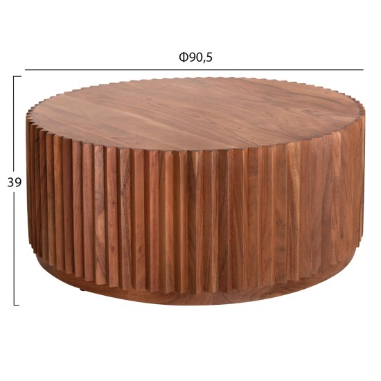ΤΡΑΠΕΖΙ ΣΑΛΟΝΙΟΥ ΣΤΡΟΓΓΥΛΟ SEDGE HM9695 ΜΑΣΙΦ ΑΚΑΚΙΑ-ΦΥΣΙΚΟ ΧΡΩΜΑ Φ90Χ38Υεκ.