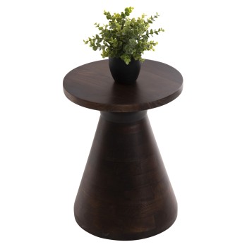 ΤΡΑΠΕΖΙ ΣΑΛΟΝΙΟΥ ΣΤΡΟΓΓΥΛΟ FOSS HM9699 ΜΑΣΙΦ MANGO ΣΚΟΥΡΟ ΚΑΦΕ Φ35x45Υεκ.