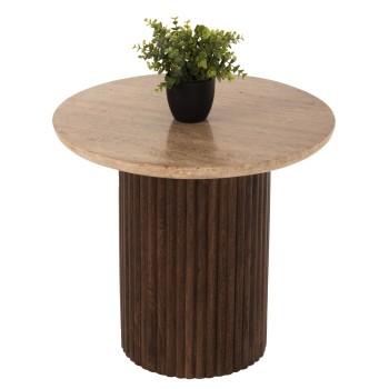 ΤΡΑΠΕΖΙ ΣΑΛΟΝΙΟΥ ΣΤΡΟΓΓΥΛΟ GLADYS HM9714 ΜΑΣΙΦ MANGO-ΤΡΑΒΕΡΤΙΝΑ Φ55x50Υεκ.