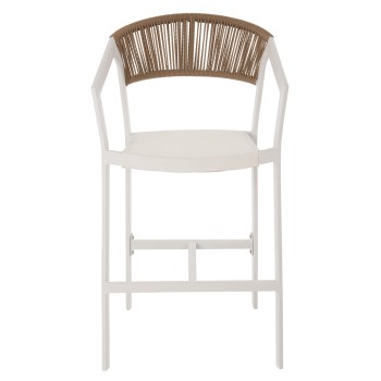 ΣΚΑΜΠΟ ΑΛΟΥΜΙΝΙΟΥ ΛΕΥΚΟ HM5892.32 ΜΕΣ. ΥΨΟΥΣ-ΜE RATTAN & TΕΧΤLINE 57x57x99,5Yεκ.