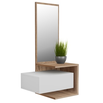 ΕΠΙΠΛΟ ΕΙΣΟΔΟΥ ΤΟΙΧΟΥ ΜΕ ΚΑΘΡΕΠΤΗ MEARA HM8984.14 ΜΕΛΑΜΙΝΗ ΣΕ SONAMA-ΛΕΥΚΟ 49,1x31,3x90Υεκ.