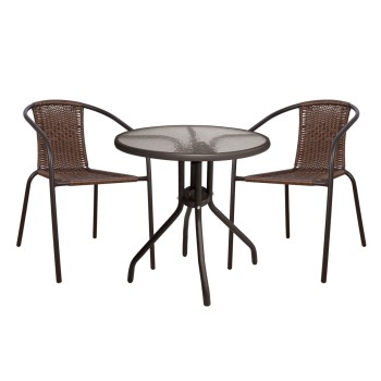 ΣΕΤ ΤΡΑΠΕΖΑΡΙΑΣ 3ΤΜΧ ΜΕ ΤΡΑΠΕΖΙ Φ70 & ΚΑΡΕΚΛΕΣ CAMEL ΚΑΦΕ HM5180.02