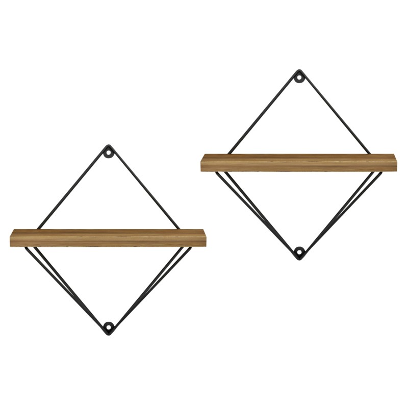 ΣΕΤ ΡΑΦΙΑ ΤΟΙΧΟΥ ZANNARD HM8929.11 ΜΕΤΑΛΛΟ ΜΑΥΡΟ-ΜΕΛΑΜΙΝΗ ΦΥΣΙΚΟ 30x14x30Υ εκ.