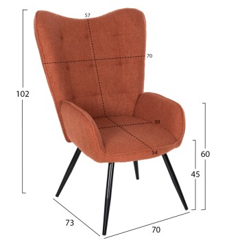 ΠΟΛΥΘΡΟΝΑ CRAWLEY ΜΕ ΥΠΟΠΟΔΙΟ HM8918.22 ΥΦΑΣΜΑ ΜΠΟΥΚΛΕ ΠΟΡΤΟΚΑΛΙ 70x74x105Υεκ.