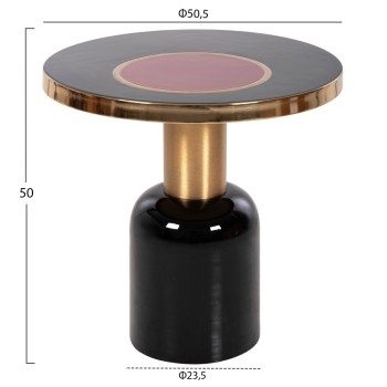 ΒΟΗΘΗΤΙΚΟ ΤΡΑΠΕΖΑΚΙ ERODE HM4248.01 ΜΕΤΑΛΛΟ ΜΑΥΡΟ-ΧΡΥΣΟ-ΚΕΡΑΣΙ Φ50,5x50Υ εκ.