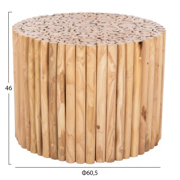 ΤΡΑΠΕΖΙ ΣΑΛΟΝΙΟΥ ΣΤΡΟΓΓΥΛΟ COOTER HM9864 ΚΛΑΔΙΑ TEAK-ΦΥΣΙΚΟ Φ60,5x46Υεκ.
