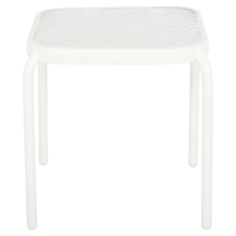 ΤΡΑΠΕΖΑΚΙ ΕΞ.ΧΩΡΟΥ ΤΕΤΡΑΓΩΝΟ DIDO HM5975.02 ΛΕΥΚΟ ΜΕΤΑΛΛΟ-ΓΥΑΛΙ 40x40x40Υεκ