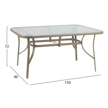 ΤΡΑΠΕΖΙ BRUNO 150X90Χ72Υεκ. ΜΕΤΑΛΛΙΚΟ ΣΑΜΠΑΝΙ ΜΕ ΓΥΑΛΙΝΗ ΕΠΙΦΑΝΕΙΑ HM5145.04