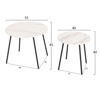 ΤΡΑΠΕΖΙΑ ΣΑΛΟΝΙΟΥ 2ΤΜΧ CUPPER HM9878.12 ΜΕΛΑΜΙΝΗ ΛΕΥΚΟ ΜΑΡΜΑΡΟ-ΜΑΥΡΟ ΜΕΤΑΛΛΟ