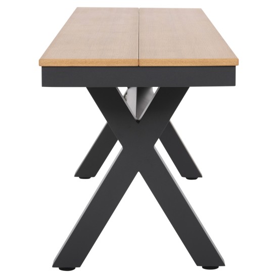 ΠΑΓΚΑΚΙ ΑΛΟΥΜΙΝΙΟΥ TAWNEE HM6040.01 ΑΝΘΡΑΚΙ-POLYWOOD ΚΑΘΙΣΜΑ ΦΥΣΙΚΟ 220x36x44,5Υεκ.