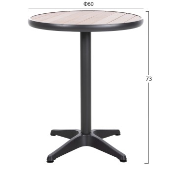 ΤΡΑΠΕΖΙ ΑΛΟΥΜΙΝΙΟΥ ΣΤΡΟΓΓΥΛΟ ALEXA HM6086.01 ΑΝΘΡΑΚΙ-POLYWOOD TOP ΦΥΣΙΚΟ Φ60x73Υεκ.