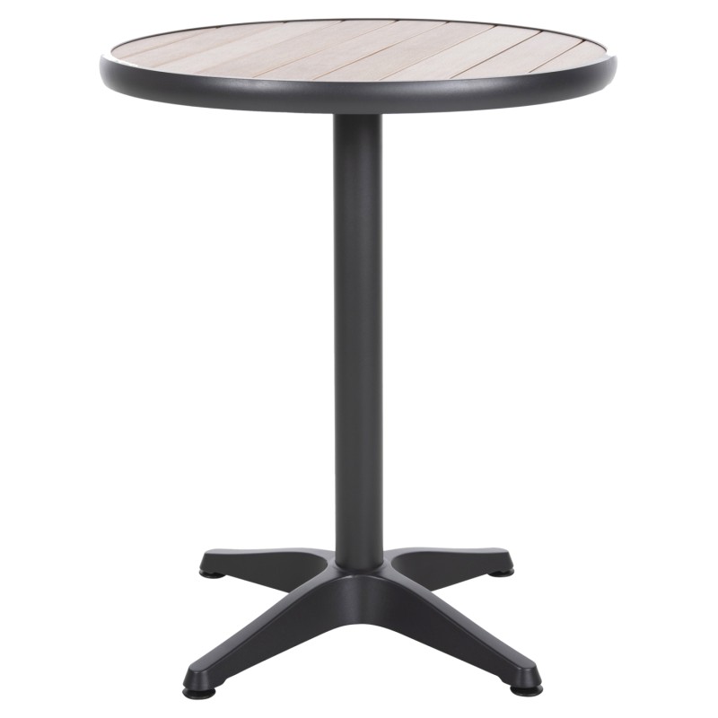 ΤΡΑΠΕΖΙ ΑΛΟΥΜΙΝΙΟΥ ΣΤΡΟΓΓΥΛΟ ALEXA HM6086.01 ΑΝΘΡΑΚΙ-POLYWOOD TOP ΦΥΣΙΚΟ Φ60x73Υεκ.