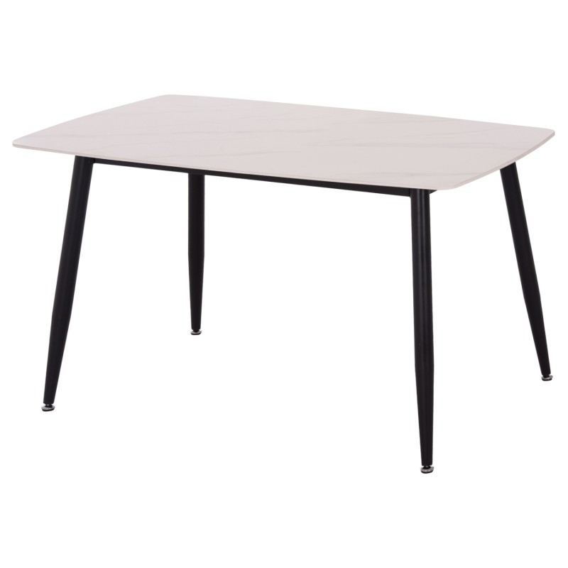 ΤΡΑΠΕΖΙ RAVEN HM9854.01 ΚΕΡΑΜΙΚΟ TOP ΜΑΤ ΛΕΥΚΟ ΜΑΡΜΑΡΟ-ΜΑΥΡΟ ΜΕΤΑΛΛΟ 120x70x73Υεκ.