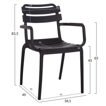 ΠΟΛΥΘΡΟΝΑ ΠΟΛΥΠΡΟΠΥΛΕΝΙΟΥ PHILLY HM6123.02 ΜΑΥΡΟ 58.5x49x83.5Υεκ.