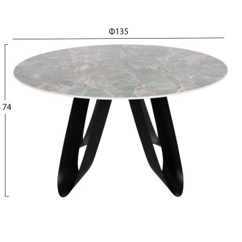 ΤΡΑΠΕΖΙ ΣΤΡΟΓΓΥΛΟ ZOD HM9852.03 ΠΡΑΣΙΝΟ ΜΑΡΜΑΡΟ ΚΕΡΑΜΙΚΟ TOP-ΜΑΥΡΑ ΜΕΤΑΛ.ΠΟΔΙΑ Φ135x74Υεκ