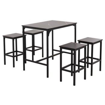 ΣΕΤ ΤΡΑΠΕΖΑΡΙΑ ΜΠΑΡ 5ΤΜΧ BOXY HM9882.13 ΜΑΥΡΟ ΜΕΤΑΛΛΟ-ΜΕΛΑΜΙΝΗ ΜΑΥΡΟ ΜΑΡΜΑΡΟ