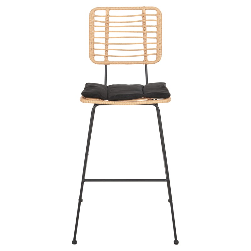 ΣΚΑΜΠΟ ΜΠΑΡ ALLEGRA HM5455.11 ΜΕΤΑΛΛΟ&ΜΑΞΙΛΑΡΙ ΜΑΥΡΟ-WICKER ΜΠΕΖ 56x59x116,5Υεκ.